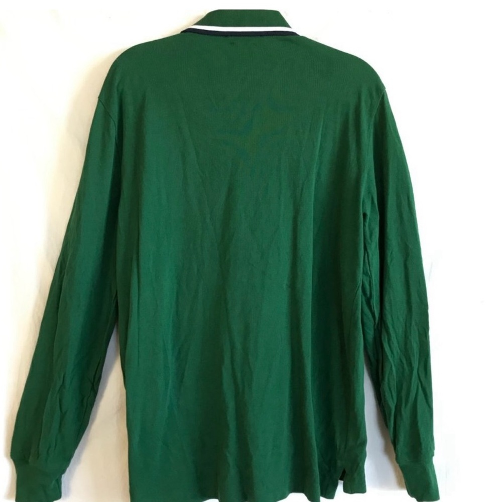 Green Polo Long Sleeve Shirt with Embroidered Logo - Picture 2 of 4
